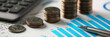 © megaflopp - Pile of silver coins stand at financial graph papers