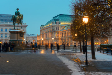 Wall Mural - Winter street in historical center of Vienna, Austria