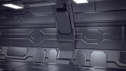 Wall Mural - 3d rendering of realistic sci-fi spaceship corridor