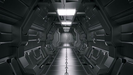 Wall Mural - science background fiction interior rendering sci-fi spaceship corridors,3d rendering