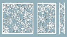 Ornamental Panels With Snowflake Pattern. Laser Cut Decorative Lace Borders Patterns. Set Of Bookmarks Templates. Image Suitable For Laser Cutting, Plotter Cutting Or Printing. Serigraphy.