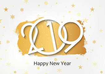 Wall Mural - Happy New 2019 Year background. Christmas celebration card gold decoration