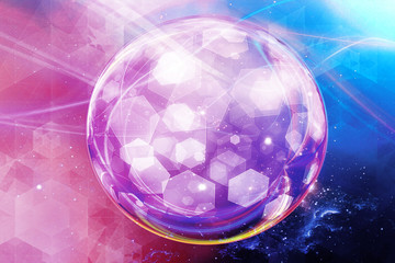 Canvas Print - artistic abstract energy ball on a multicolored galactic background