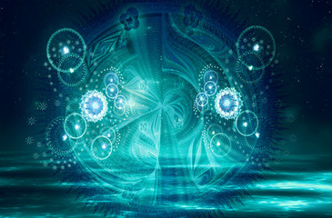 Wall Mural - artistic abstract digital artwork on a smooth colorful background