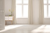 Fototapeta  - White empty room. Scandinavian interior design. 3D illustration