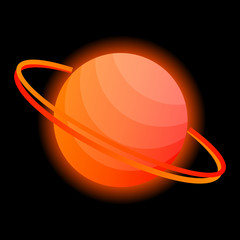Wall Mural - glowing planet of saturn on a black background. planet with rings for your design. vector illustrati