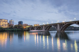 Fototapeta Paryż - Dusk over Key Bridge. Shot from Georgetown in Washington DC looking towards Rosslyn, Virginia.