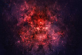 Fototapeta Kosmos - Artistic Abstract Red Nebula Galaxy Artwork In A Dark Theme Background