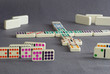 Mexican Train Domino Game on Gray Background