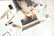 canvas print picture - woman hand on keyboard