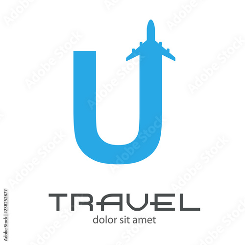 Logotipo Travel Con Letra U Con Avión En Color Azul Buy