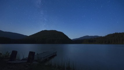 Wall Mural - Milky Way Over Quiet Lake Time Lapse