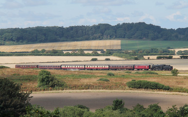 Wall Mural - A Railway Steam Train Crossing Beautiful Countryside.