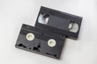 top view, clipping path. on a white background. no isolation. Transparent VHS cassette body design layout. Retro tv cover video template. A copy of an analog cassette with toning.