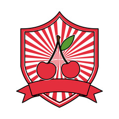 Sticker - cherry fresh healthy food emblem