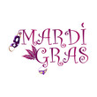 The inscription Mardi Gras, with the image of the carnival masks, vector illustration