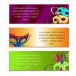 Festive banners on the Mardi Gras, with the image of carnival masks, vector illustration