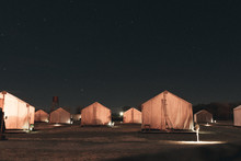 Tent In The Desert At Night