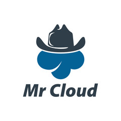 Aufkleber - Mr Cloud logo template design with a hat
