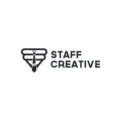 Aufkleber - Staff Creative design logo template design with a Tie. Vector illustration.