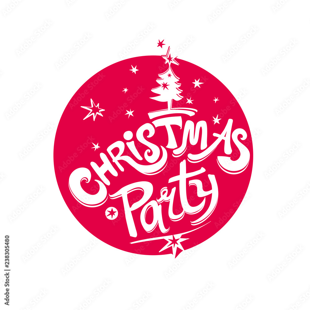 stock-vektorgrafik „christmas party vector logo. red round