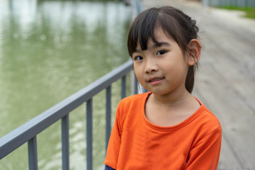 Portrait little girl Asian happy smile