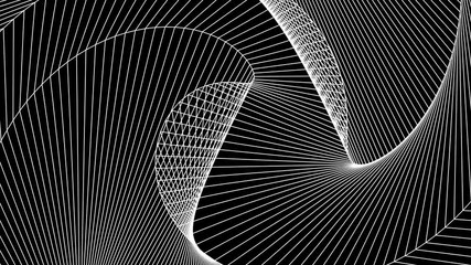 Geometric white lines on a black background evolving structure loop