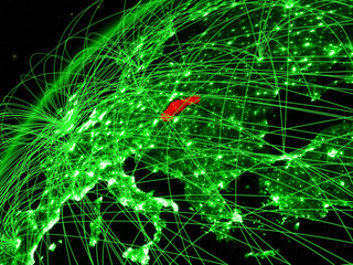 Slovakia on model of green planet Earth with international networks. Concept of green communication and technology.