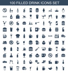 Wall Mural - 100 drink icons