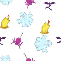 Wall Mural - Scary Halloween pattern. Cartoon illustration of scary Halloween vector pattern for web