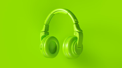 Wall Mural - Bright Green Modern Headphones 3D illustration 3d render	