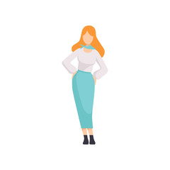 Poster - Young woman wearing vintage clothing, retro fashion people from 70s vector Illustration on a white background