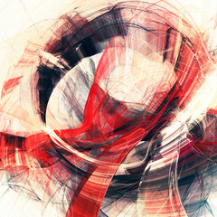 Wall Mural - Abstract red and white motion composition. Modern bright futuristic dynamic background for wallpaper, poster, banner, booklet. Fractal art for creative graphic design