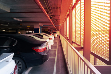 Indoor car parking with perspective view, Car parking in community mall