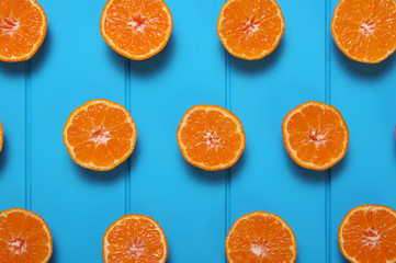 Wall Mural - Oranges on wood  background