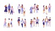 © Good Studio - Collection of people talking or chattering to each other. Bundle of groups of men and women having conversation or dialog. Friendly communication. Colored vector illustration in flat cartoon style.