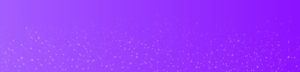 Purple global communication banner with abstract network.