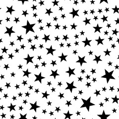 Sticker - Star seamless pattern. Night, space or christmas theme. Flat vector background in black and white.