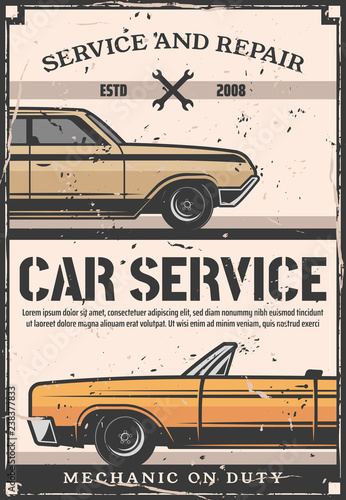 Dekoracja na wymiar  serwis-i-konserwacja-samochodu-plakat-retro