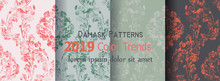 Classic Flourish Ornamented Pattern Vector Set Collection. Victorian Royal Texture. Flower Decorative Design. Trendy Color Decors