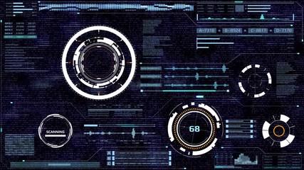 Aufkleber - HUD Futuristic Spin Crosshair Gadget Data Transfer Motion Screen Display Panel