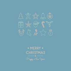 Wall Mural - Christmas greetings with hand drawn decorations. Vector.