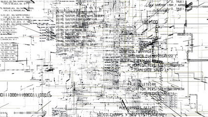 Wall Mural - futuristic abstract programming dark digital code flythrough. scientific technology data binary netw