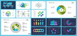Inforgraphic slide templates for business presentation can be used for annual report, web design, workflow layout. Global business concept. Process, option charts, flowchart, bar graph, donut chart
