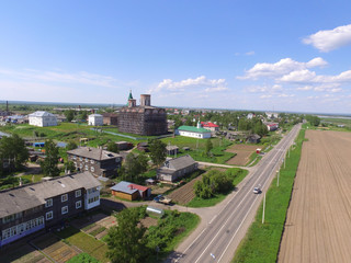 the road to the village from the quadcopter