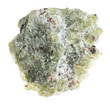 rough olivine ( chrysolite) stone on white