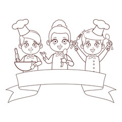 Wall Mural - cute chef children cartoon