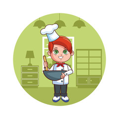 Wall Mural - cute chef boy cartoon