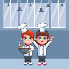 Wall Mural - cute chef children cartoon