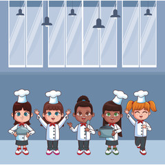 Wall Mural - cute chef children cartoon